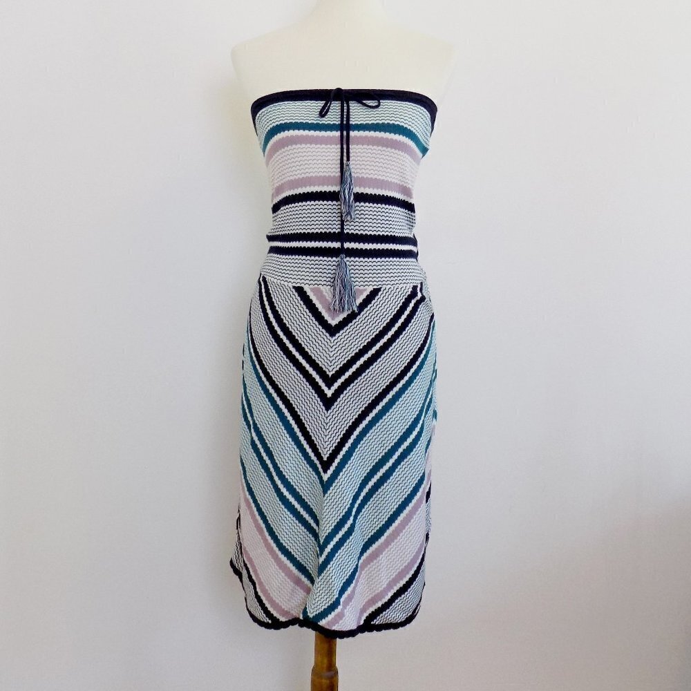 y2k vintage tube top dress with tassel tie strapless knitwear
